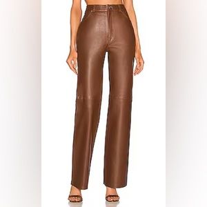 Mila Leather Boot Cut Pant in Brown
L'Academie